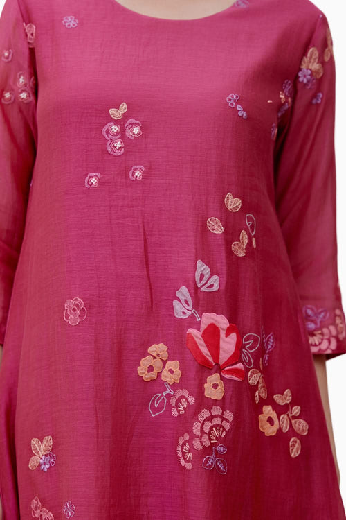 Berry Applique Kurta with Pants