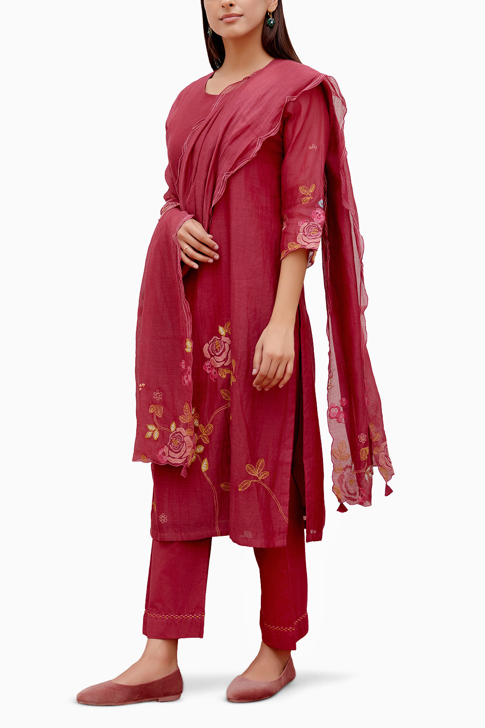 Berry Applique Kurta Set