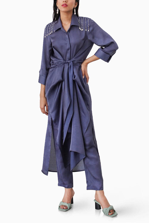 Berry Blue Twist Kurta Set