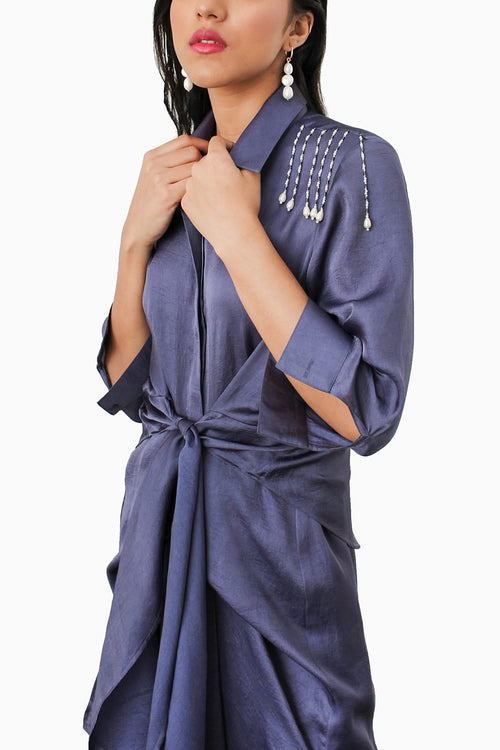 Berry Blue Twist Kurta Set