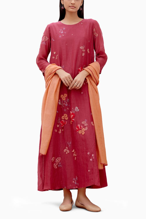 Berry Floral Anarkali Set