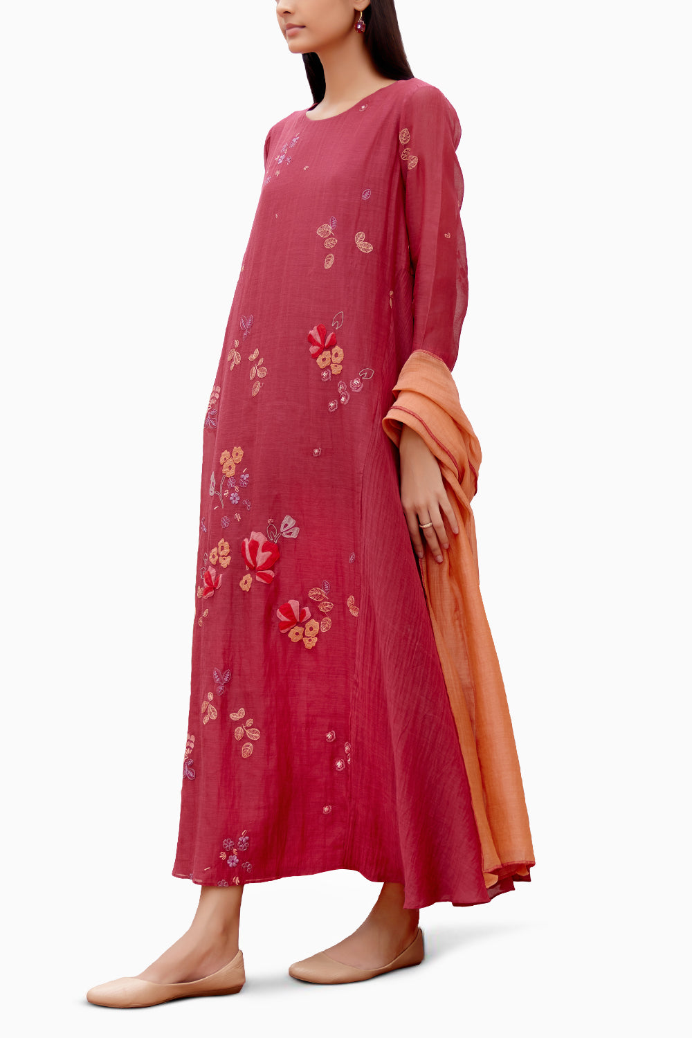 Berry Floral Anarkali Set