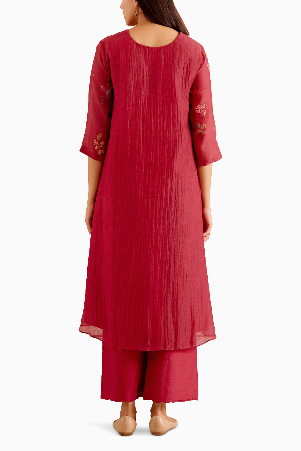 Berry Floral Embroidered Kurta Set