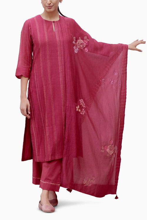 Berry Floral Kurta Set