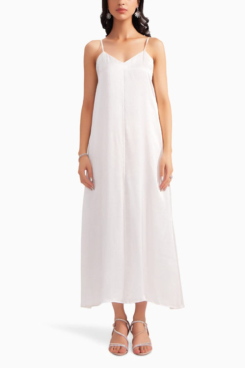 Pearl White Silk Dress