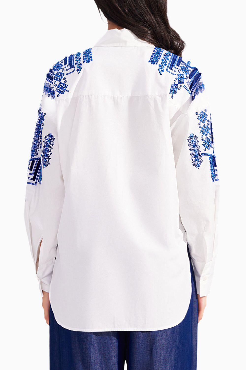 White Cotton Moroccan Embroidered Shirt