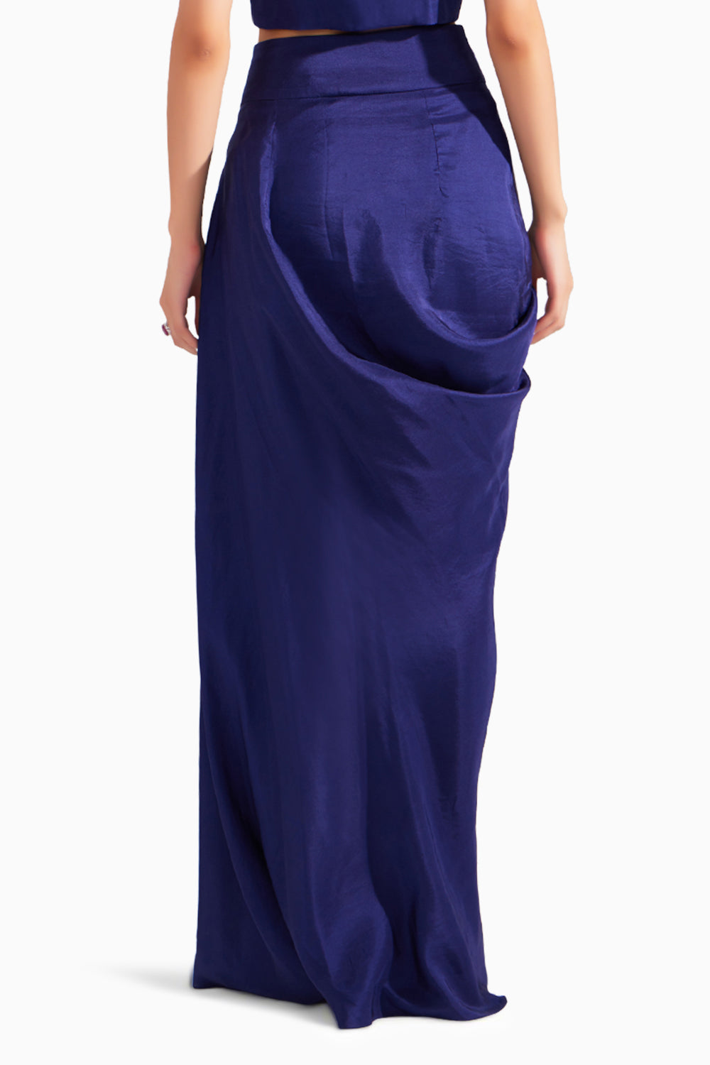 Midnight Blue Silk Draped Skirt