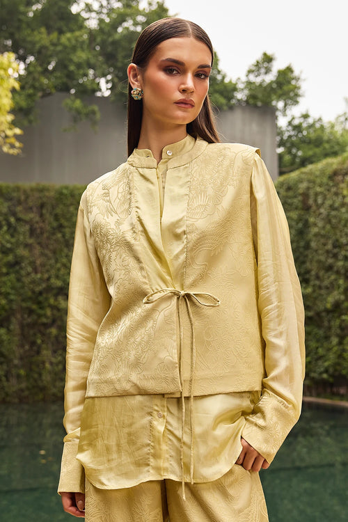Butter Yellow Jacquard 3 Piece Set