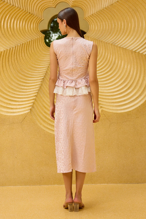 Blush Pink Jacquard Peplum Set