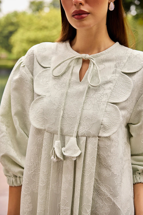 Pastel Green A-Line Jacquard Dress