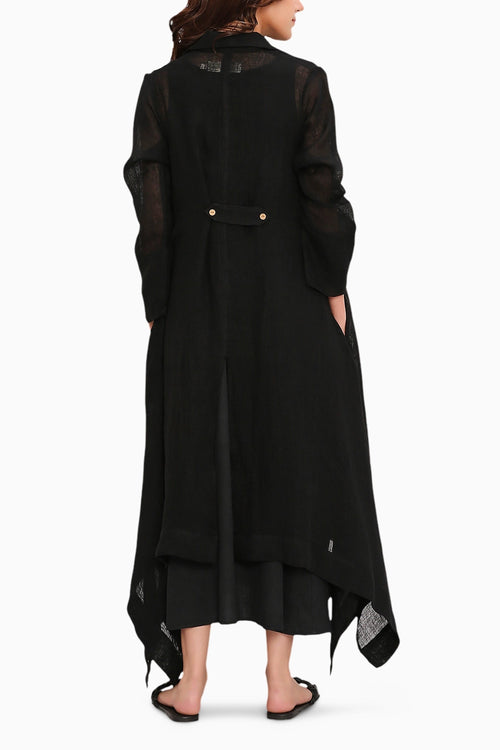 Black Vari and Linen Trench Koza Jacket Co-ord Set