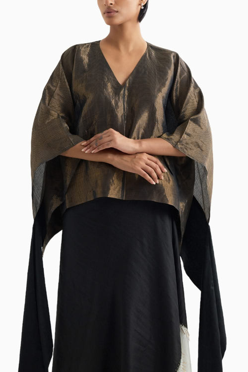 Black Metallic Kaftan Blouse