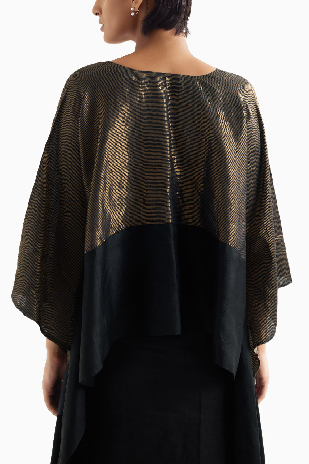 Black Metallic Kaftan Blouse