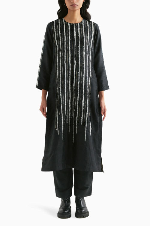 Black Native Metal Kurta