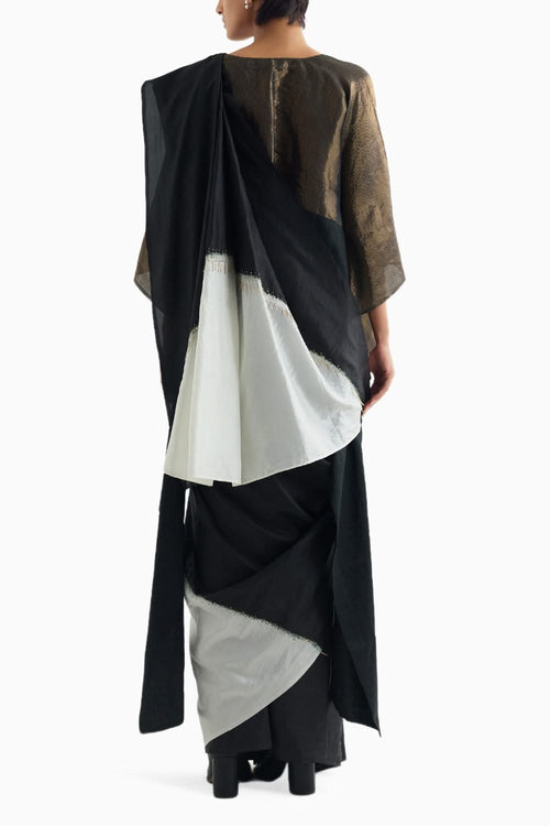 Ivory and Black Solder Saree