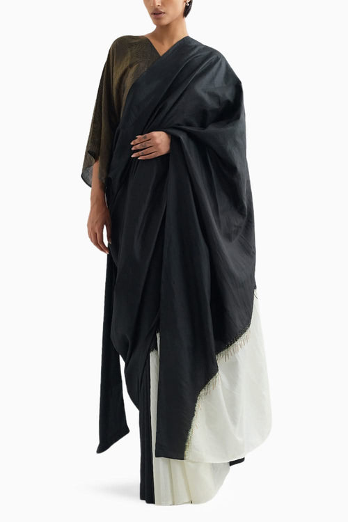 Ivory and Black Solder Saree