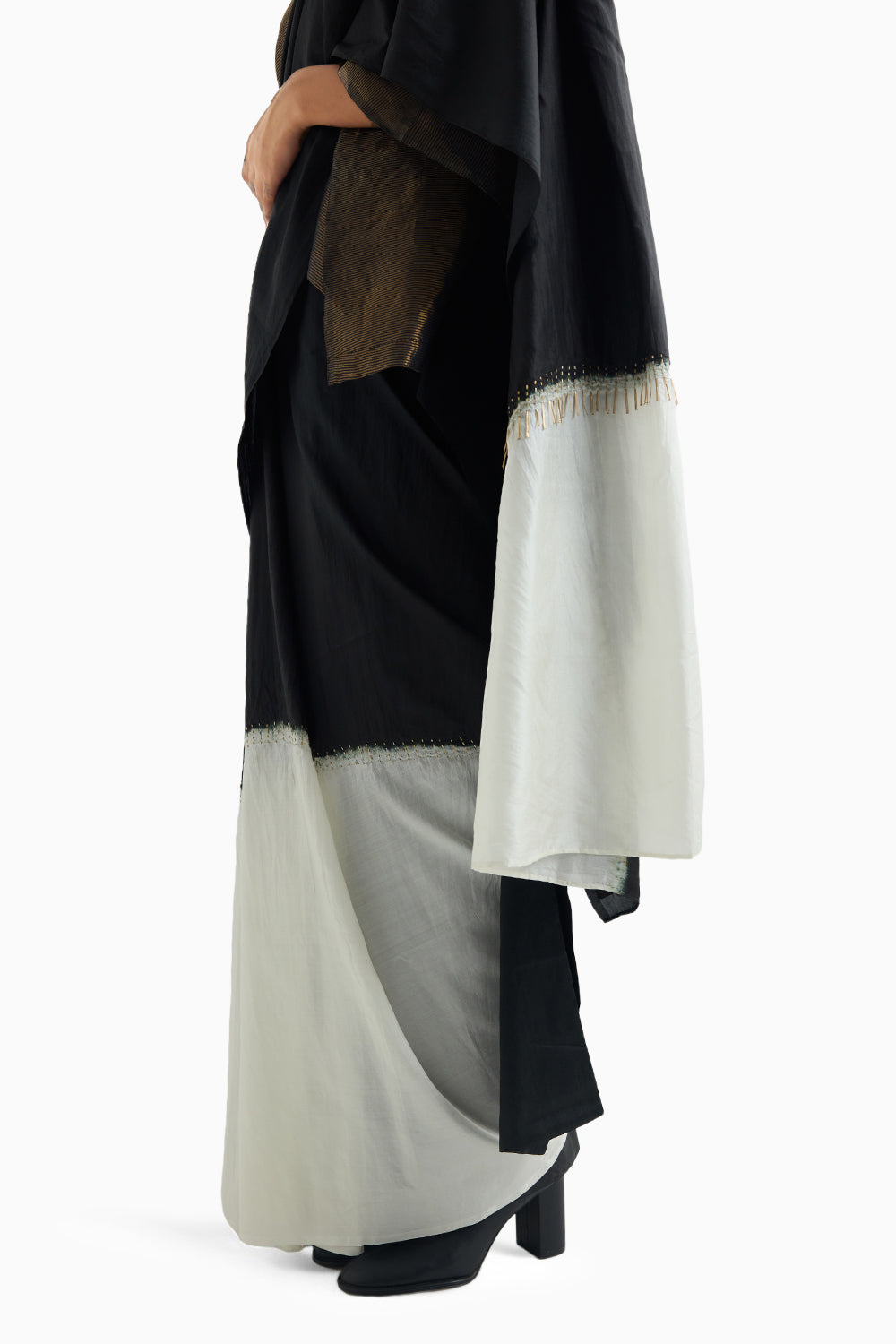 Ivory and Black Solder Saree