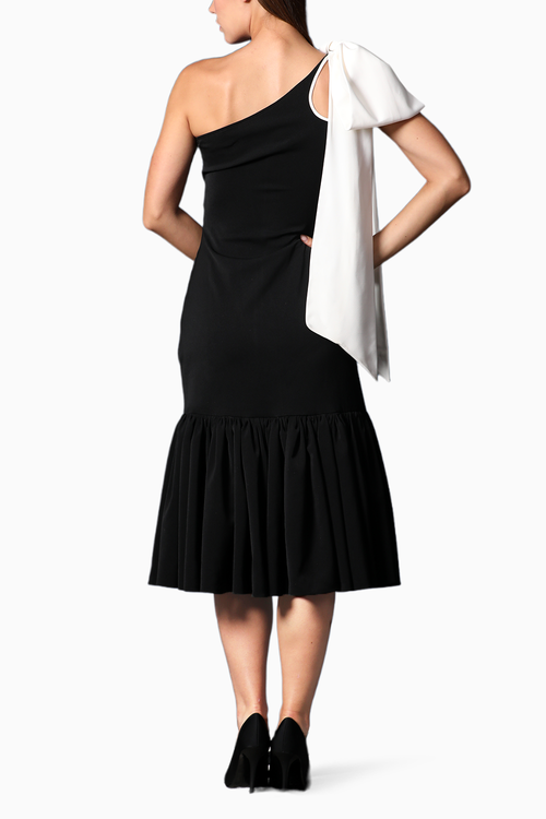 Black White One Shoulder Sheath Dress