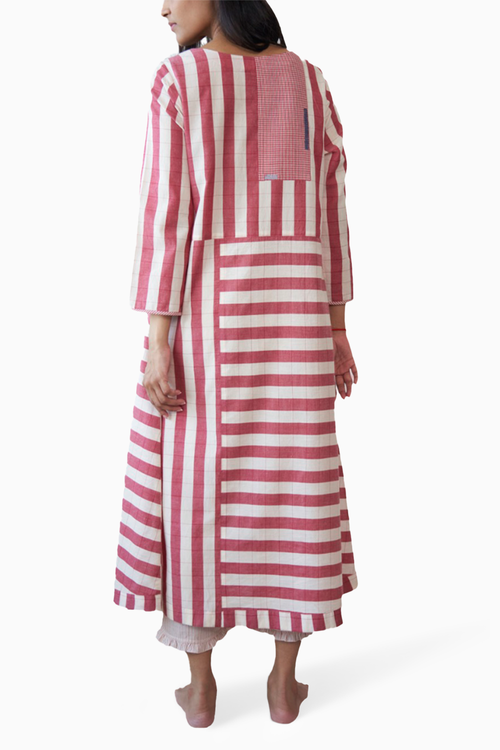 Kora Crimson Bold Stripe Block Dress