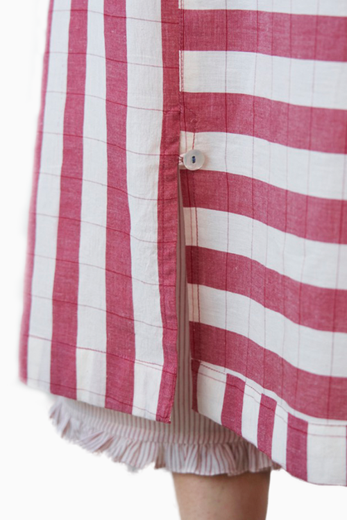 Kora Crimson Bold Stripe Block Dress