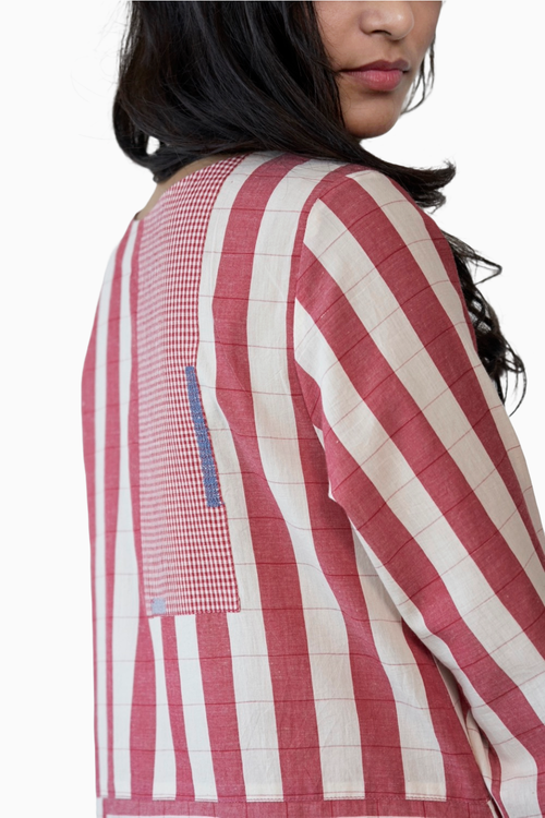 Kora Crimson Bold Stripe Block Dress