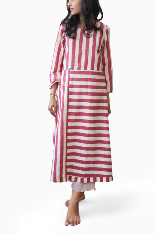 Kora Crimson Bold Stripe Block Dress