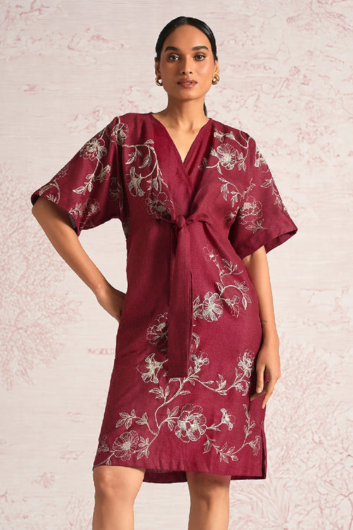 Bloomscape Merlot Cinch Dress