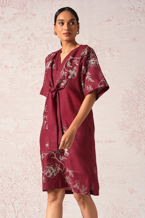 Bloomscape Merlot Cinch Dress