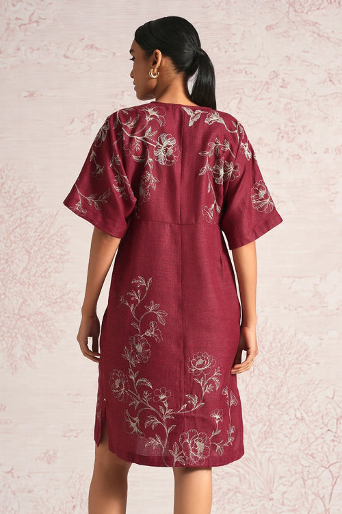 Bloomscape Merlot Cinch Dress