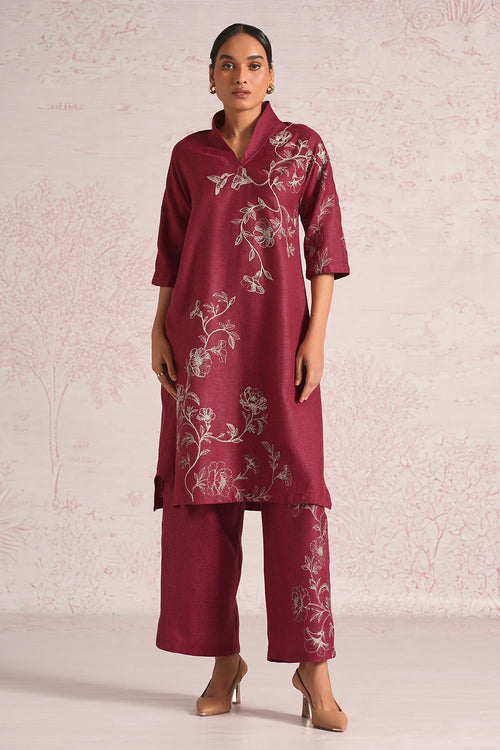 Bloomscape Merlot Kurta Set