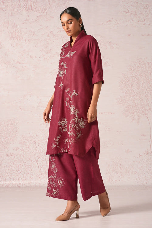 Bloomscape Merlot Kurta Set