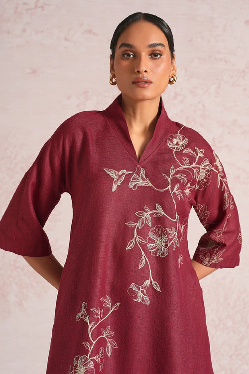 Bloomscape Merlot Kurta Set