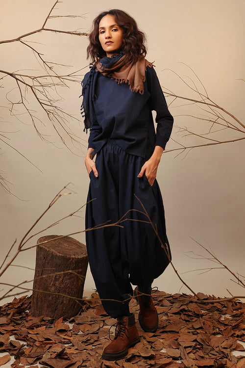 Blue Rib Raglan Top