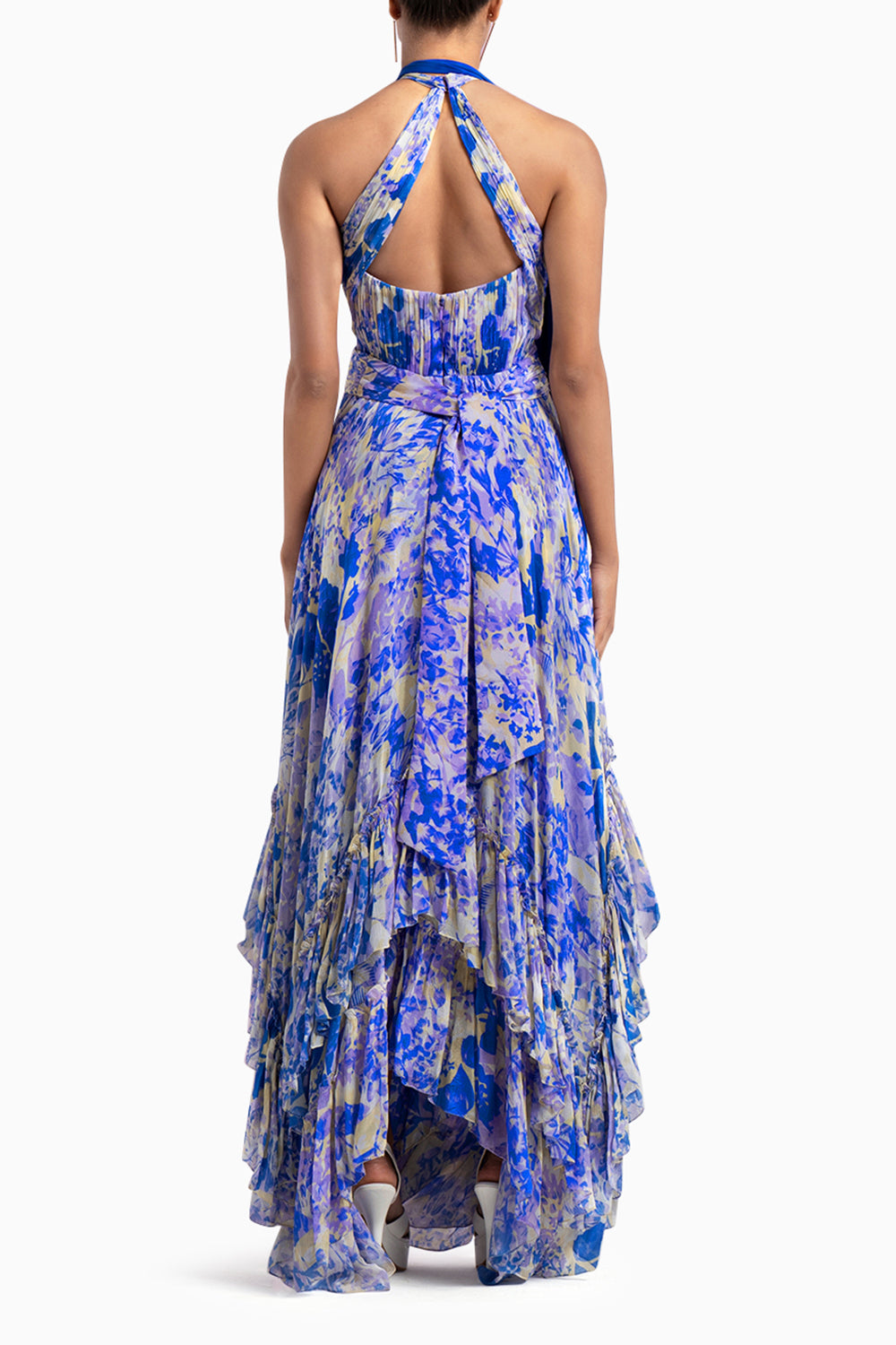 Blue Chiffon Asymmetrical Dress