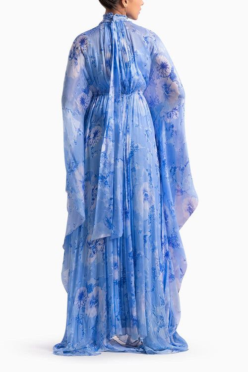 Blue Chiffon Asymmetrical Kaftan