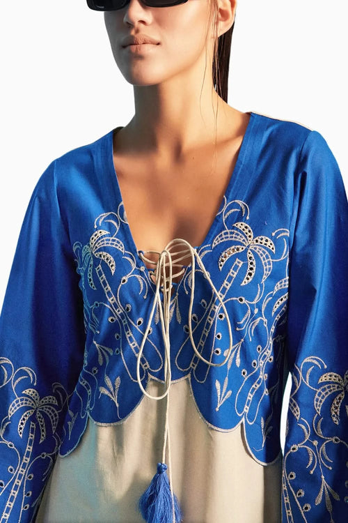 Blue Embellished Long Dress