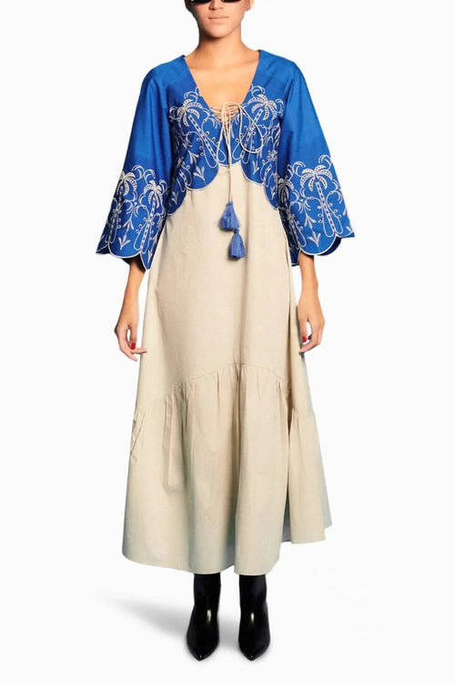 Blue Embellished Long Dress