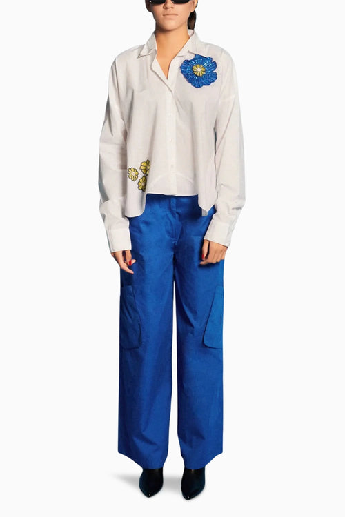 Blue Embellished Shirt With Pants