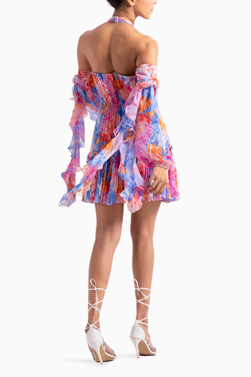 Blue Floral Camo Short Dress