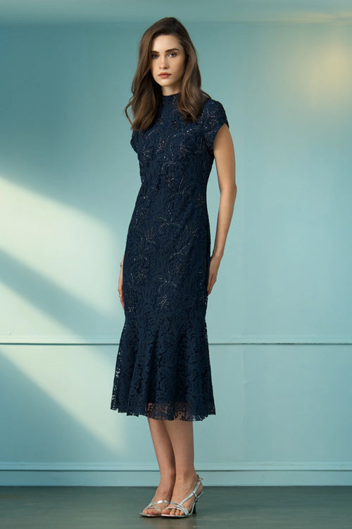 Blue Hour Navy Blue Lace Dress