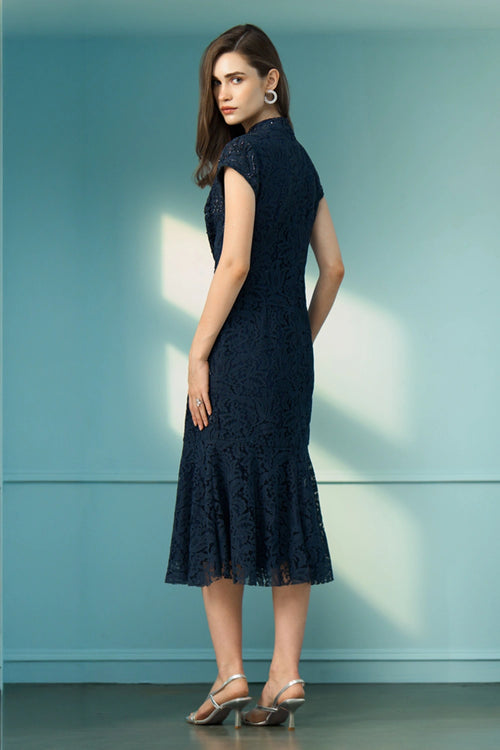 Blue Hour Navy Blue Lace Dress