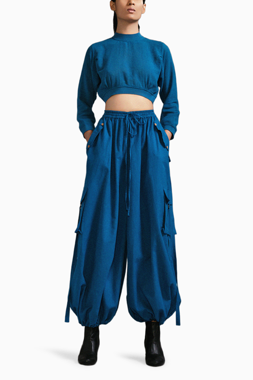 Blue Crop Top and Cargo Set