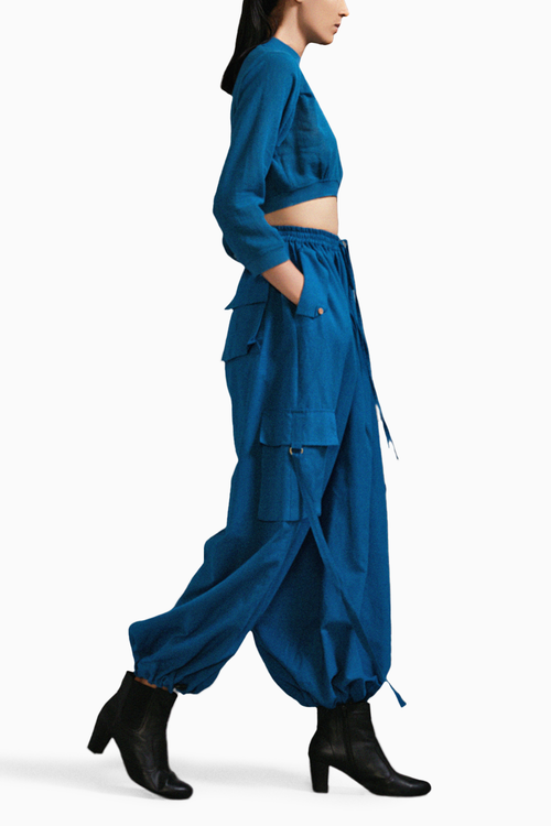 Blue Crop Top and Cargo Set