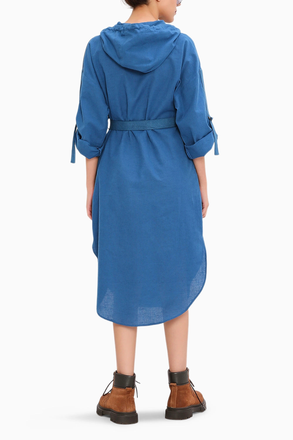 Blue Safari Pocket Hooded Dress