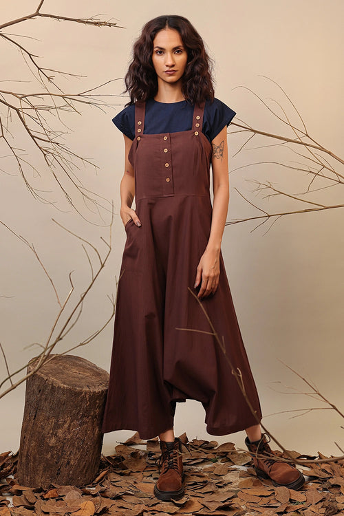 Blue & Brown Dungarees Set