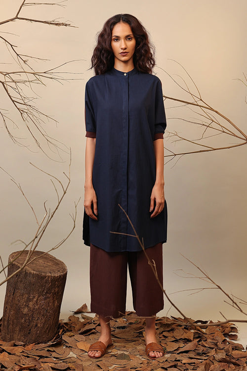 Blue & Brown Shirt Tunic