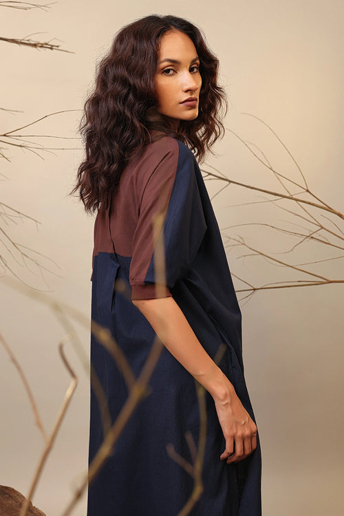 Blue & Brown Shirt Tunic