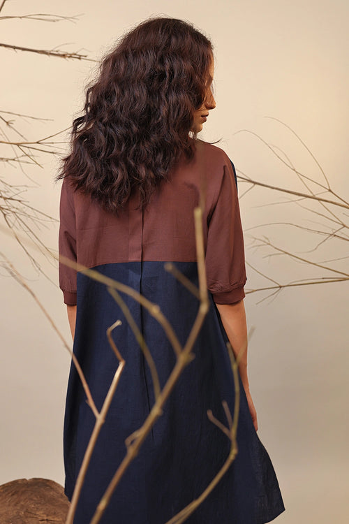Blue & Brown Shirt Tunic