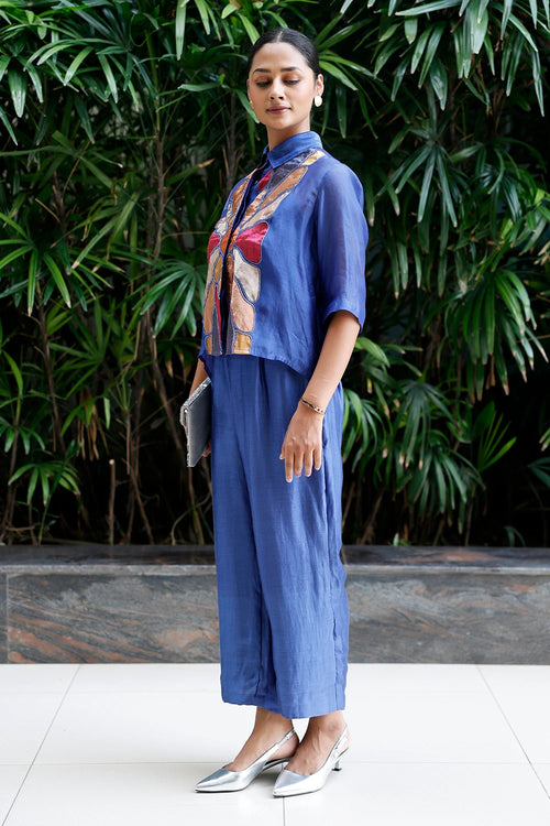 Silk Patch Work Blue Co-Ord Set