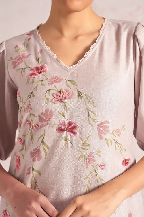 Blush Vines Mauve Elora Dress